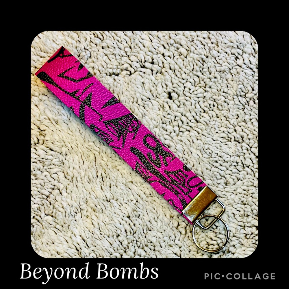 Beautiful Purple Graffiti Styled Wristlet Keychain
